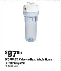 Home Depot ECOPURE Valve-in-Head Whole Home Filtration System offer
