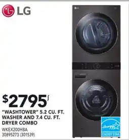 Réno Dépôt LG WASHTOWER 5.2 CU. FT. WASHER AND 7.4 CU. FT. DRYER COMBO offer
