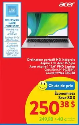 Walmart Acer Aspire 15.6 FHD Laptop offer