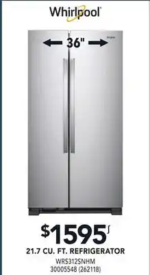 Réno Dépôt WHIRLPOOL 21.7 CU. FT. REFRIGERATOR offer