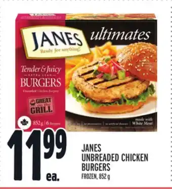 Metro JANES UNBREADED CHICKEN BURGERS offer