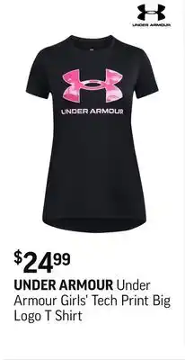 Sport Chek Under Armour Girls' Tech Print Big Logo T Shirt offer