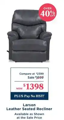 La Z Boy Larson Leather Seated Recliner offer