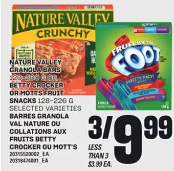 Independent City Market NATURE VALLEY GRANOLA BARS 120-230 G OR BETTY CROCKER OR MOTTS FRUIT SNACKS 128-226 G offer