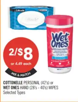 Shoppers Drug Mart COTTONELLE PERSONAL (42's) or WET ONES HAND (28's - 40's) WIPES offer