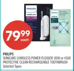 Shoppers Drug Mart PHILIPS SONICARE CORDLESS POWER FLOSSER 300 or 4500 PROTECTIVE CLEAN RECHARGEABLE TOOTHBRUSH offer