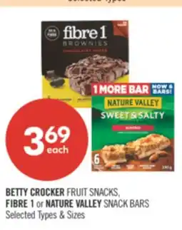 Shoppers Drug Mart BETTY CROCKER FRUIT SNACKS. FIBRE 1 or NATURE VALLEY SNACK BARS offer
