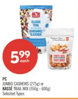 Shoppers Drug Mart PC JUMBO CASHEWS (275g) or BASSÉ TRAIL MIX (550g - 600g) offer