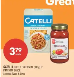 Shoppers Drug Mart CATELLI GLUTEN FREE PASTA (340g) or PC PASTA SAUCE offer