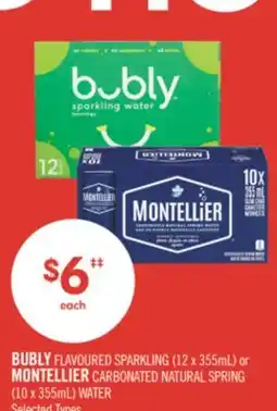 Shoppers Drug Mart BUBLY FLAVOURED SPARKLING (12 x 355mL) or MONTELLIER CARBONATED NATURAL SPRING (10 x 355mL) WATER offer