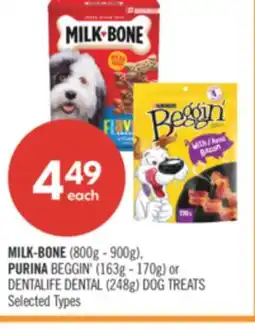 Shoppers Drug Mart MILK-BONE (800g - 900g), PURINA BEGGIN' (163g - 170g) or DENTALIFE DENTAL (248g) DOG TREATS offer