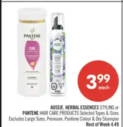 Shoppers Drug Mart AUSSIE, HERBAL ESSENCES STYLING or PANTENE HAIR CARE PRODUCTS offer