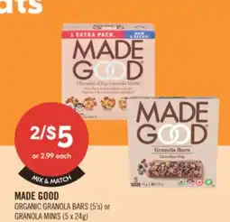 Shoppers Drug Mart MADE GOOD ORGANIC GRANOLA BARS (5's) or GRANOLA MINIS (5x24g) offer