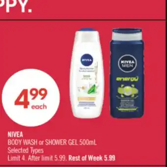 Shoppers Drug Mart NIVEA BODY WASH or SHOWER GEL offer