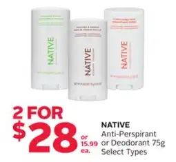 Rexall NATIVE Anti-Perspirant or Deodorant offer