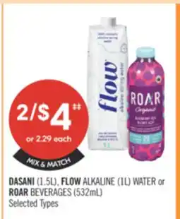 Shoppers Drug Mart DASANI(1.5L), FLOW ALKALINE (1L) WATER or ROAR BEVERAGE (532mL) offer