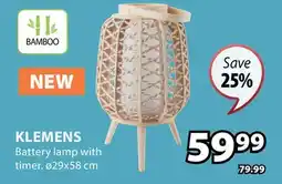 JYSK Klemens Battery lamp with timer offer