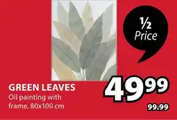 JYSK GREEN LEAVES Oil painting with frame offer