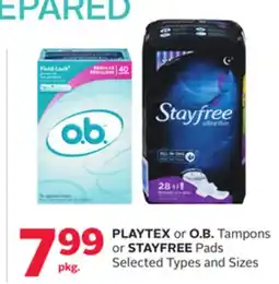 Rexall PLAYTEX or O.B. Tampons or STAYFREE Pads offer