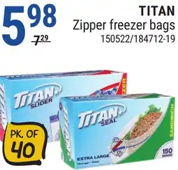 Rossy TITAN Zipper freezer bags offer