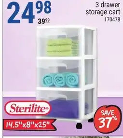 Rossy STERILITE 3 drawer storage cart offer