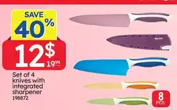 Rossy STARFRIT Set of 4 knives with integrated sharpener offer