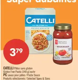Pharmaprix CATELLI Gluten Free Pasta (340g) or PC Pasta Sauce offer