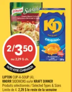 Pharmaprix LIPTON CUP-A-SOUP (4), KNORR SIDEKICKS or KRAFT DINNER offer