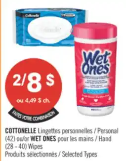 Pharmaprix COTTONELLE Personal (42) or WET ONES Hand (28 - 40) Wipes offer