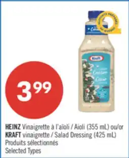 Pharmaprix HEINZ Aioli (355 mL) or KRAFT Salad Dressing (425 mL) offer