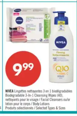 Pharmaprix NIVEA Biodegradable 3-in-1 Cleansing Wipes (40), Facial Cleansers or Body Lotions offer