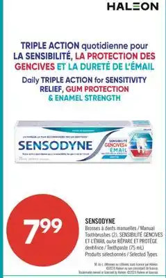 Pharmaprix SENSODYNE Manual Toothbrushes (2) or SENSIBILITÉ GENCIVES TOOTHPASTE (75ml) offer