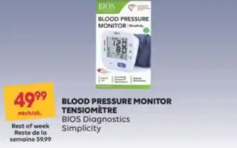 Wellwise by Shoppers TENSIOMÈTRE BIOS Diagnostics Simplicity offer