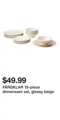 IKEA FÄRGKLAR 18-piece dinnerware set, glossy beige offer