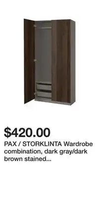 IKEA PAX / STORKLINTA Wardrobe combination, dark gray/dark brown stained oak effect offer