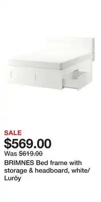 IKEA BRIMNES Bed frame with storage & headboard, white/Luröy offer