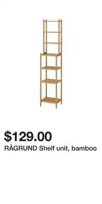 IKEA RÅGRUND Shelf unit, bamboo offer