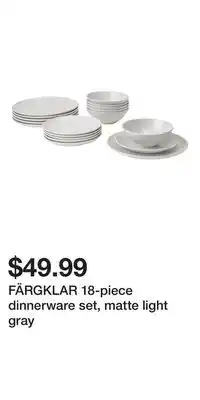 IKEA FÄRGKLAR 18-piece dinnerware set, matte light gray offer