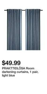 IKEA PRAKTTIDLÖSA Room darkening curtains, 1 pair, light blue offer