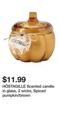 IKEA HÖSTAGILLE Scented candle in glass, 2 wicks, Spiced pumpkin/brown offer