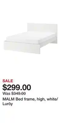 IKEA MALM Bed frame, high, white/Luröy offer