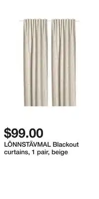 IKEA LÖNNSTÄVMAL Blackout curtains, 1 pair, beige offer
