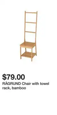 IKEA RÅGRUND Chair with towel rack, bamboo offer