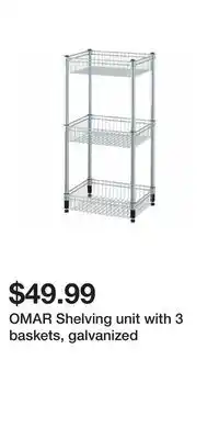 IKEA OMAR Shelving unit with 3 baskets, galvanized offer
