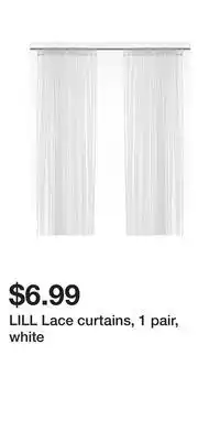 IKEA LILL Lace curtains, 1 pair, white offer
