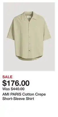 Holt Renfrew AMI PARIS Cotton Crepe Short-Sleeve Shirt offer