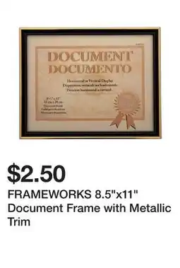 Dollarama FRAMEWORKS 8.5x11 Document Frame with Metallic Trim offer
