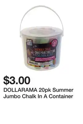 Dollarama DOLLARAMA 20pk Summer Jumbo Chalk In A Container offer