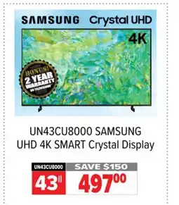 2001 Audio Video SAMSUNG UHD 4K SMART Crystal Display offer