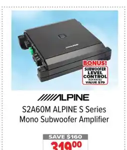 2001 Audio Video ALPINE S Series Mono Subwoofer Amplifier offer